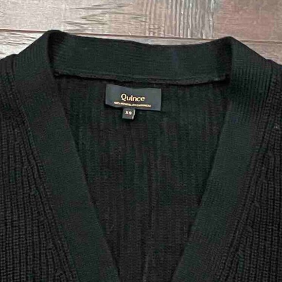 Quince Mongolian Cashmere Fisherman Boxy Cropped Cardigan Sweater - Picture 5 of 8
